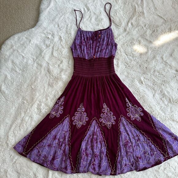 Hippie purple made in india embroidered hippy midi dress - Picture 7 of 15